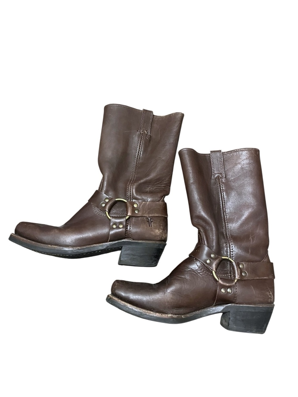 Frye Harness Leather Boots Square Toe